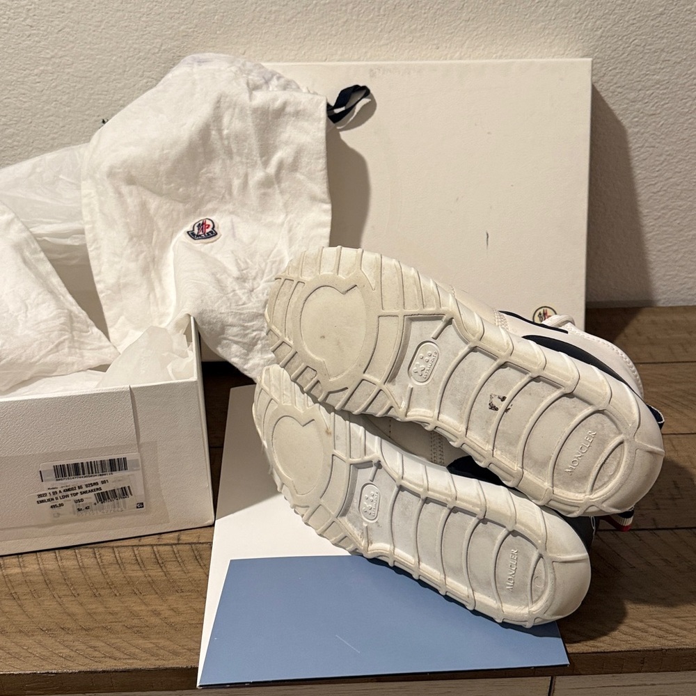 Moncler - White Sneakers with Red and Blue Accents - Picture 8 of 9